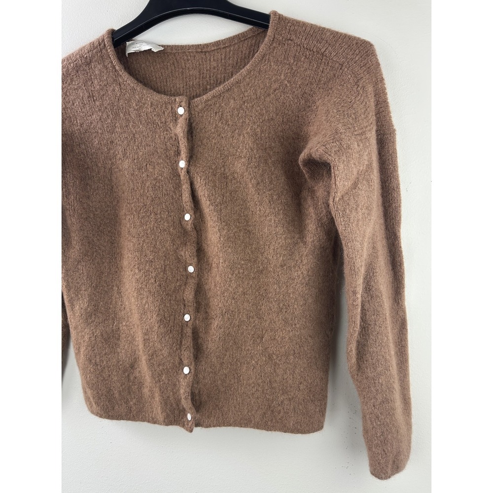 Sezane Gaspard Super Kid Mohair Baby Alpaca Cardigan Sweater Brown M Luxury - Picture 4 of 14
